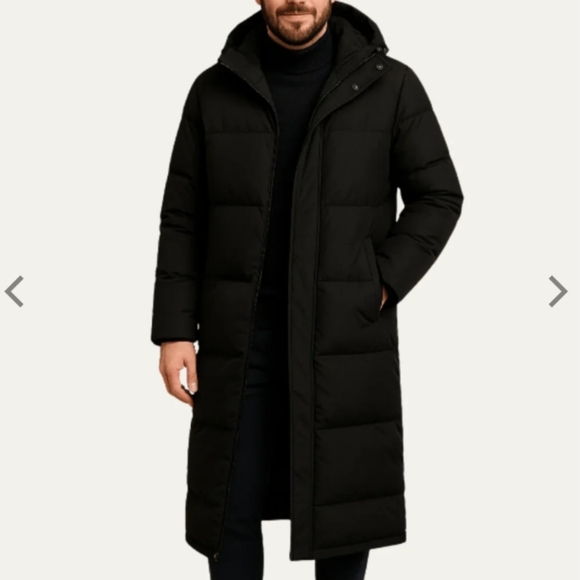 Other - Men's Black Hooded Long Puffer Coat